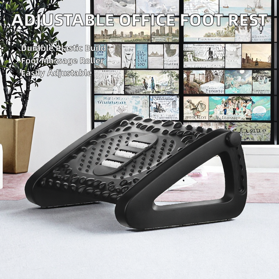 New Ergonomic Adjustable Plastic Foot Rest with Massage Roller for ...