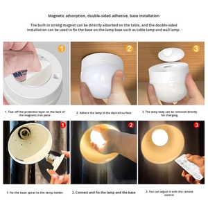 Smart E26 ABS LED Table Night Lamp Bulb Rechargeable 3-Color <b>Timer</b> Dimming with Remote Control for Bedroom Use - Product Image 3