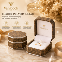 Boîte à bague octogonale de luxe, emballage personnalisé pour bijoux, boîte cadeau en similicuir premium pour bague de fiançailles avec logo personnalisé OEM ODM