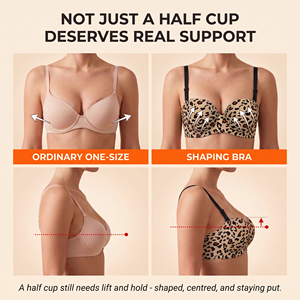 <span class=keywords><strong>Reggiseno</strong></span> Leopardato Personalizzato OEM ODM, Push-up Senza Cuciture, <span class=keywords><strong>Mezza</strong></span> <span class=keywords><strong>Coppa</strong></span>, Beige Nude, Stampa Animalier per Donna, Ideale per Feste - Product Image 4