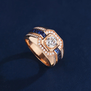 Novo luxo <span class=keywords><strong>retro</strong></span> diamante azul gemstone anel para homens, definido para mostrar um senso de luxo e high-end, jóias de casamento - Product Image 1