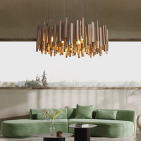 Lustre LED en bois à suspension avec interrupteur, couleur bois foncé, pour café – Excellent rapport qualité-prix