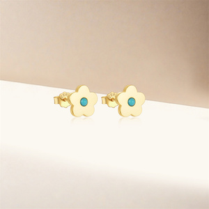 ROXI - Aretes de Plata de Ley 925 con Flor Turquesa y Diamantes Incrustados para Mujer - Product Image 6