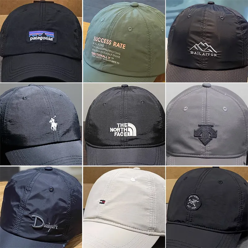 Gorras de béisbol con logotipo personalizado de verano al por mayor, gorra deportiva impermeable con agujero de perforación láser para pesca al aire libre, gorra de camionero