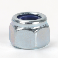Écrou de blocage hexagonal épais en acier au carbone DIN 982 Grade 8 avec insert non métallique, zingué bleu-blanc, pour applications anti-vibrations