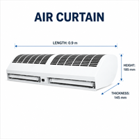 Precio barato de fábrica Fabricante de cortinas de aire 0,9 m 1M 1,2 m 1,5 m 1,8 m 2M Cortina de aire de flujo cruzado para puerta