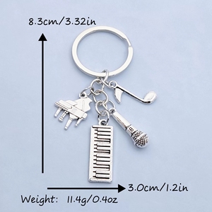 Llavero de moda con diseño de música, piano, micrófono y notas, colgante creativo para mochila, regalo - Product Image 5