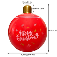 Boule de Noël gonflable en PVC Joyee de 20 pouces, boule décorative suspendue en PVC gonflable pour l'extérieur