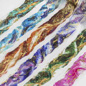 1 Rollo de Cinta Adhesiva Troquelada Serie Ondas de <span class=keywords><strong>Brisa</strong></span> Marina con Estampado en Caliente y Tema de Color Degradado, Pegatinas Decorativas - Product Image 2