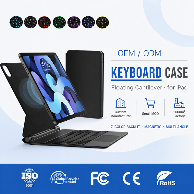 Modern Ergonomic Wireless Magic Keyboard for iPad Anti-Ghosting 3 Keys Trackpad 7-RGB Backlit Foldable Design USB-C Interface