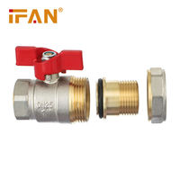 Robinet à tournant sphérique en laiton d'usine IFAN prix de gros robinet à tournant sphérique d'eau de taille 3/4 po pour le contrôle de l'eau