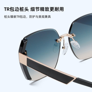 Wanda Women's Sunglasses TB3103 UV400 PC Lens Black Frame Fashion Outdoor Driving Sun Protection - Product Image 3