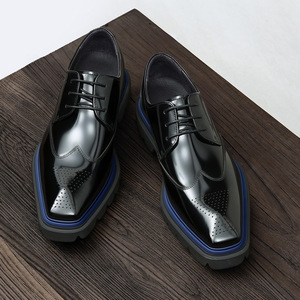 Chaussures en cuir pour hommes de haute qualité, faites à la main, style Oxford, pour affaires, mariage, automne, imperméables, avec lacets en cuir - Product Image 1