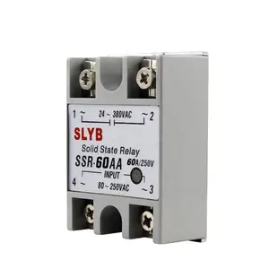 Factory Price Full Amp 60A Single Phase Fotek Type Solid State AC Relay SSR 60AA 80-250V AC Input to 24-380V AC Output