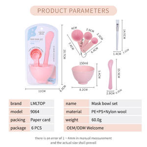 LMLTOP Ensemble de 6 bols en plastique blancs pour masque facial cosmétique DIY grande taille avec spatule D0892 - Product Image 2