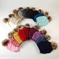 Bonnet d'hiver personnalisé étiquettes femmes monogramme laine tricoté bonnet bonnet casquette chapeau à pompon