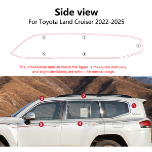 Accessoires de garniture de fenêtre de voiture de sport en acier inoxydable noir, ruban adhésif double face spécial et résistant pour Land Cruiser LC300 2022-2025 - Product Image 5