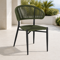Chaise de salle à manger d'extérieur moderne et légère en rotin PE vert olive avec structure en aluminium pour restaurant, parc, villa, patio