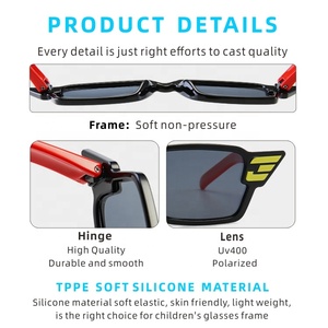 Silica <strong>Gel</strong> Children's Girls Boys Black Kids Square Bendable Sports Sunglasses Sun Glasses - Product Image 3