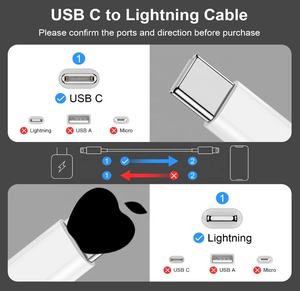 Câble de charge rapide et de synchronisation de données USB-C vers iOS MFi personnalisé en gros, 1M 2M, PD 20W, pour téléphones 14 13 12 11 8 Pro Max - Product Image 4
