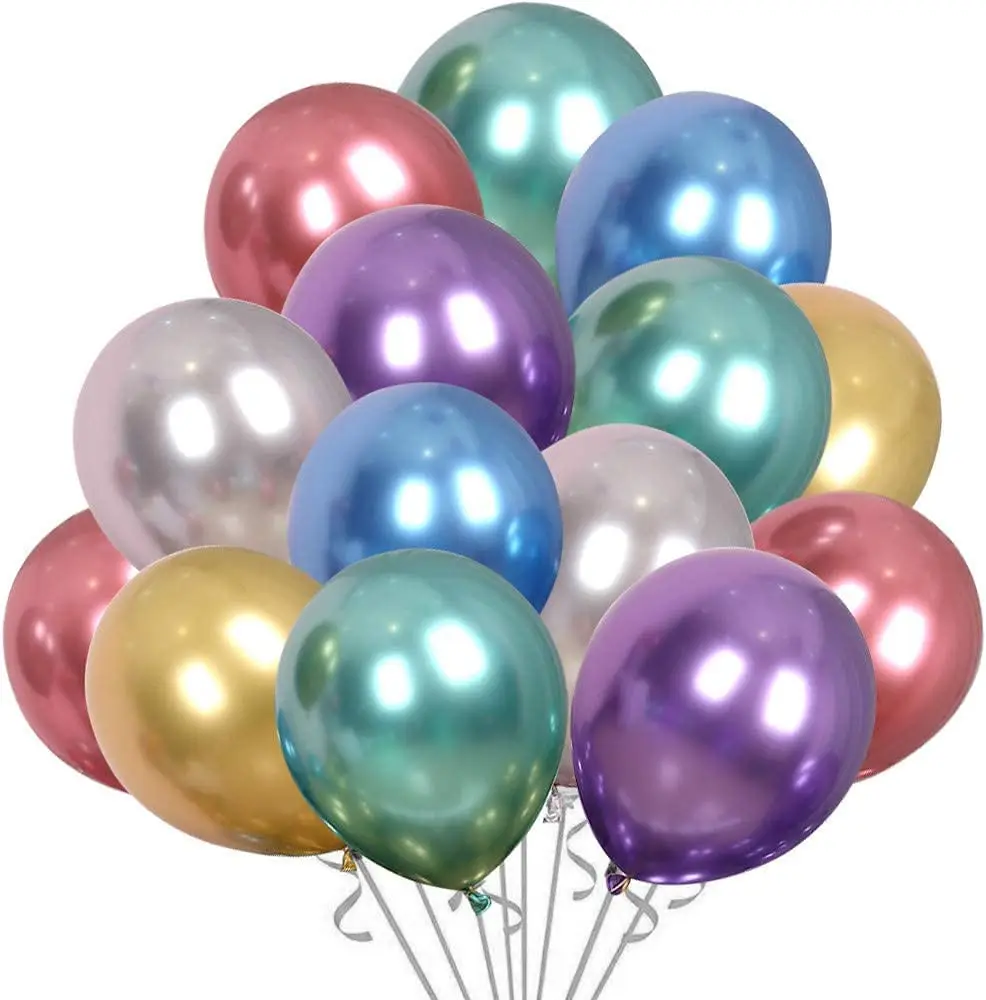 Chrome Metallic Latex Party Balloons 50 Pack 12 inch Multicolor Metallic Helium Balloons for Wedding Graduation Baby Shower