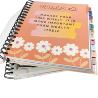 Planificateur personnalisé à couverture rigide en spirale dorée en gros Impression de journaux personnalisée avec languette de poche Cahiers à spirale découpés à l'emporte-pièce