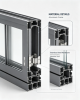 Porte accordéon en verre sur mesure pour terrasse, système en aluminium de haute qualité pour les espaces commerciaux