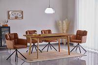 Ensemble table et chaises de luxe italien, table extensible en bois et chaises avec coussins en cuir PU, ensemble de cuisine pour 4 personnes