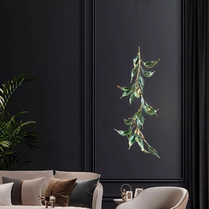 <span class=keywords><strong>Lustre</strong></span> en verre au design moderne en forme de feuille avec cristaux verts pour la décoration du salon ou du restaurant - Product Image 4