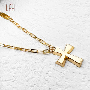 미니멀리스트 십자가 펜던트 목걸이 참 18k 진짜 금 보호 십자가 목걸이 어머니의 날 선물 - Product Image 6