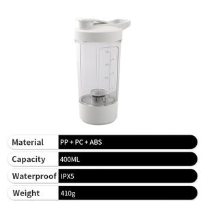 Botella de Proteína Automática con Logotipo Personalizado, Batidora Eléctrica de Plástico Blanca para Gimnasio y Viajes - Product Image 6