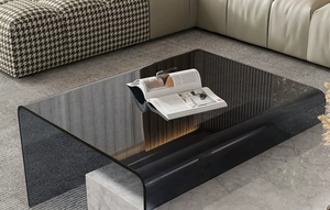 Tavolino laterale telescopico tavolino <span class=keywords><strong>da</strong></span> caffè <span class=keywords><strong>in</strong></span> <span class=keywords><strong>vetro</strong></span> <span class=keywords><strong>con</strong></span> pavimento <span class=keywords><strong>in</strong></span> lastra di roccia - Product Image 5