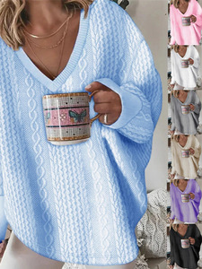 เสื้อสเวตเตอร์ถักแขนยาวสีพื้นสำหรับผู้หญิงแฟชั่นฤดูใบไม้ร่วง/ฤดูหนาวแบบใหม่ - Product Image 3