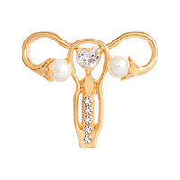 Broche en cristal en forme d'utérus, en alliage métallique émaillé et plaqué or, motif organe humain, vente chaude sur AliExpress, à faire soi-même