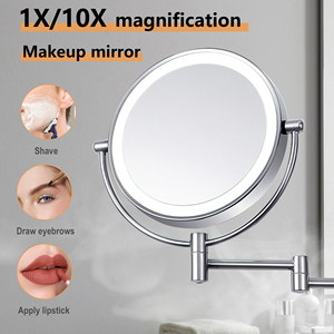 Khách sạn treo tường led chrome phòng tắm cạo gương 1x/10x độ phóng đại hardwired make up gương bán hàng trực tiếp nhà máy - Product Image 3