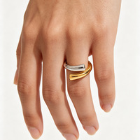 Color Block Ring Color Retaining Stainless Steel 18K Gold Plated Open Ring Unisex Wholesale
