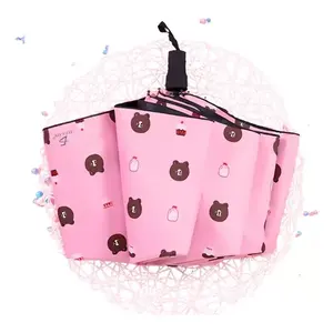 Parapluie pliable de dessin animé avec protection UV et protège-chaussures imperméable en silicone pour adultes, 8 baleines en polyester droit - Product Image 6