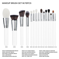 Set rias wajah kustom 9/15/30 buah, alat rias wajah Bibir wajah modis dengan pegangan kayu putih, paket kuas Eyeshadow & alis