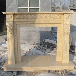 精炼石材Galala米色大理石柱子雕刻壁炉壁炉架欧式独立式安装 - Product Image 3