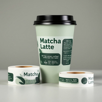 Rouleau d'autocollant personnalisé d'étiquette de café brillant pour gobelet en plastique et en papier