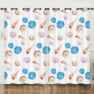 Rideaux Nautiques Costiers Décoratifs Océan Hippocampe Corail 50% Blocage de la Lumière Obscurcissement Marin Rideaux à Oeillets 2 Panneaux pour Chambre à Coucher - Product Image 5