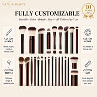 Ensemble de pinceaux de maquillage de luxe pour le visage et les lèvres, végan et sans cruauté, avec pinceau éventail, fabricant d'ensembles de pinceaux de maquillage de luxe YANJIE