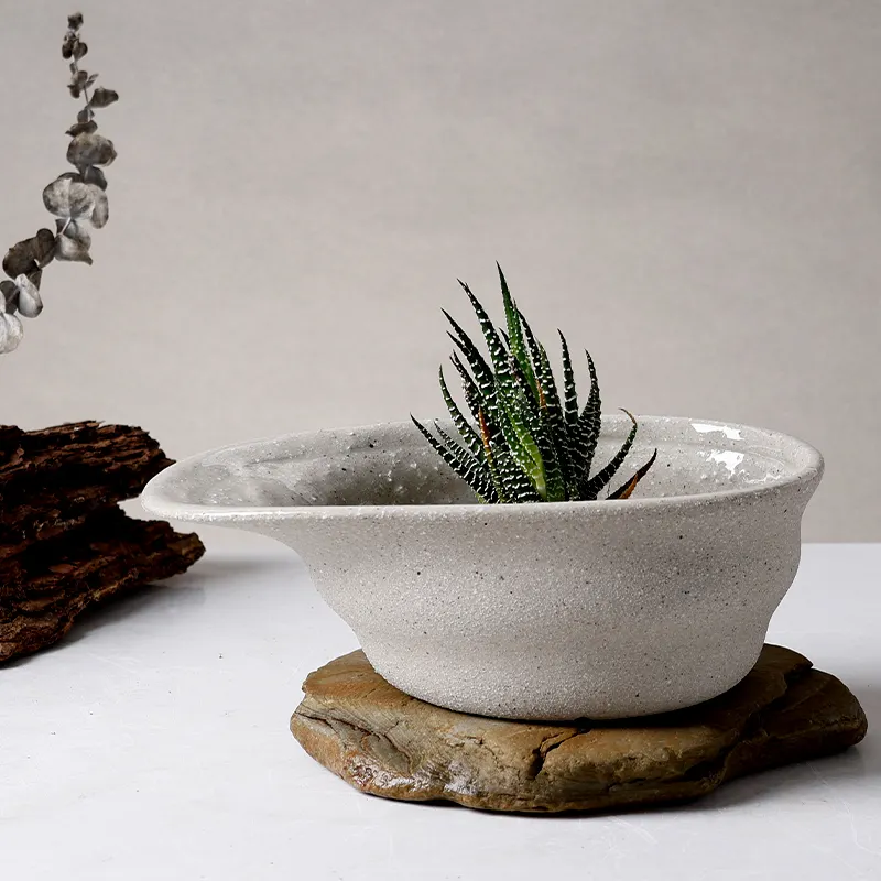 YST Céramique Usine Écologique Réutilisable En Grès Recyclé Pot De Fleurs Créatif et Pots De Ciment Vase De Table Décoratif