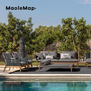Salon jardin extérieur luxuriant rustique teck canapé piscine meubles balconi patio <span class=keywords><strong>osier</strong></span> chaises <span class=keywords><strong>terrasse</strong></span> <span class=keywords><strong>fauteuil</strong></span> en bois - Product Image 2