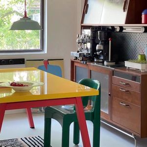 Meja Komputer persegi panjang minimalis Modern, tempat kerja ruang kecil warna-warni untuk rumah kantor desain meja makan trendi - Product Image 3