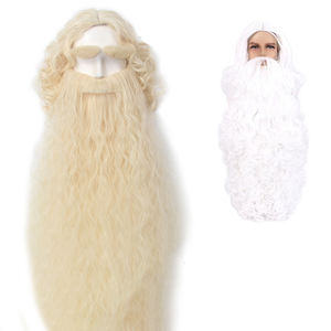 Vente en gros de nouveaux casques d'Halloween transfrontaliers exportation de cheveux blancs longs bouclés perruque Cos Beard ensemble complet - Product Image 5