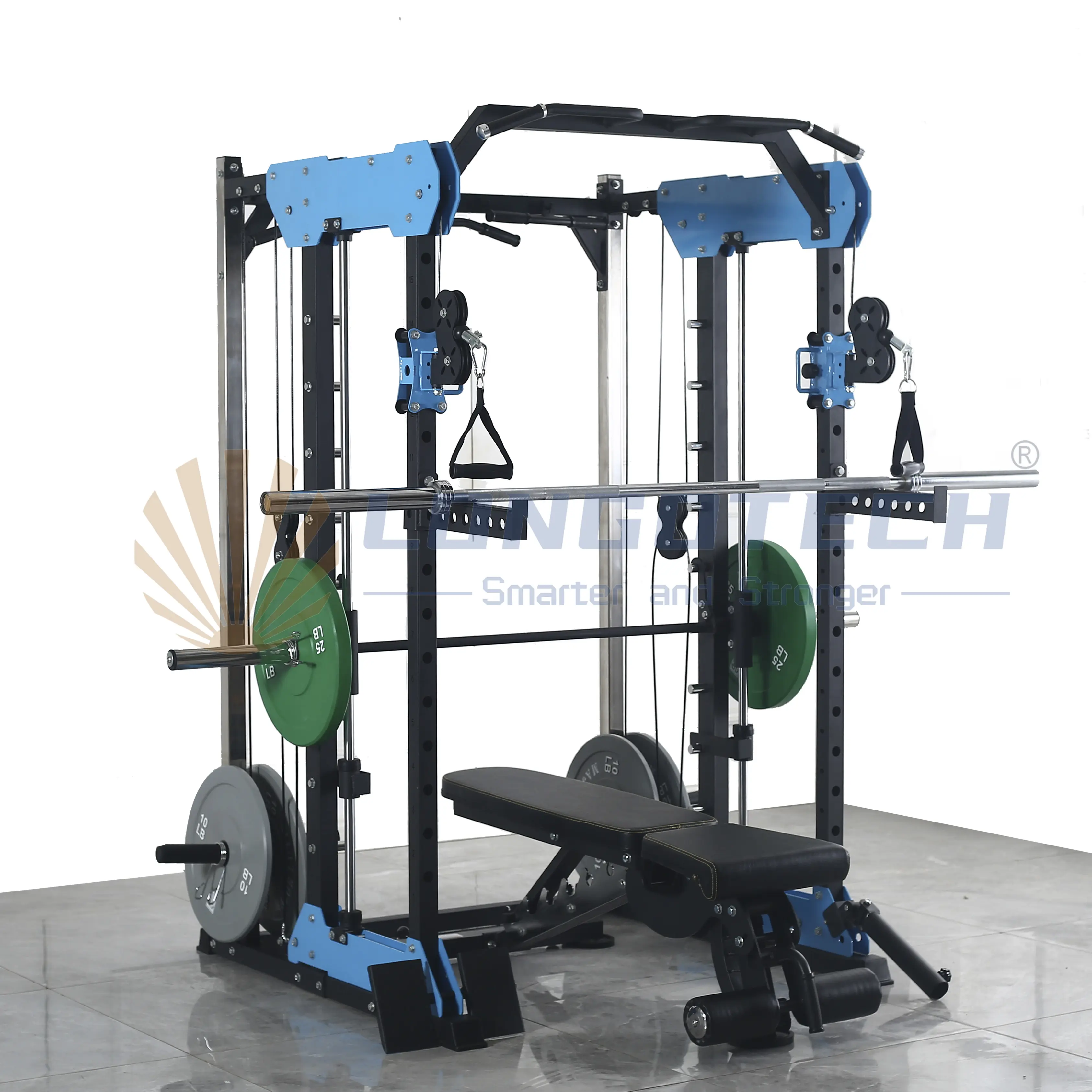 2022 Fabrieksprijs Fitnessapparatuur Thuis Fitness 3d Multifunctionele Blue Power Rack Smith Machine Squat Rack Oefeningsapparatuur Smith
