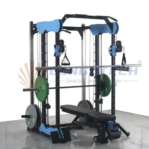 2022 Factory Price Home Gym Equipment Fitness 3d Multifunction Blue Power Rack Smith Machine Squat Rack Exercise Equipment Smith