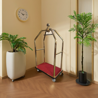 Cage à oiseaux en acier doré au design moderne chariot porte-bagages de l'hôtel Bellman chariot à couronne pour entrepôt de fournitures d'accueil