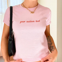 T-shirts courts personnalisés à manches courtes pour femmes, crop tops unis avec logo personnalisé, crop tops basiques ajustés